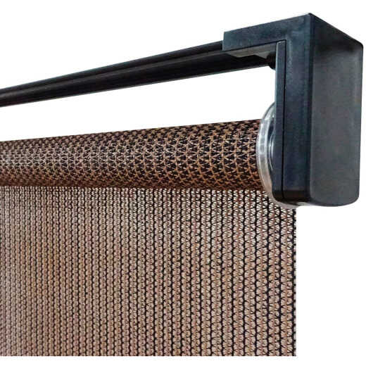 Home Impressions 30 In. x 72 In. Brown Fabric Indoor/Outdoor Cordless Roller Shade
